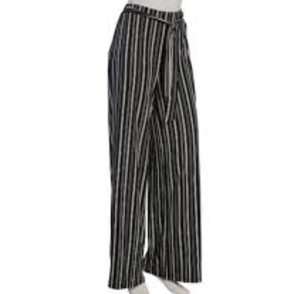 Bobbie Brooks  black white stripe wide leg pants - Picture 2 of 8